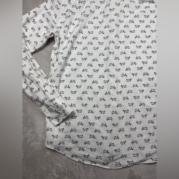 Maurizio Baldassari Men’s Novelty Moped Scooter White Black Button Up Shirt L - Picture 13 of 16